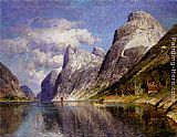 Adelsteen Normann Canvas Paintings - Utsyn Mot En Vestlandsfjord